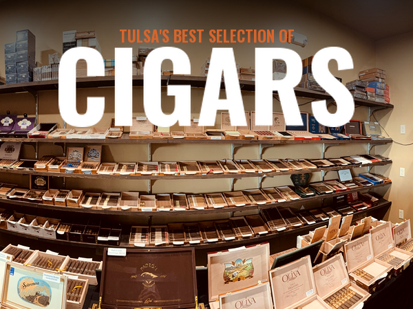 Tulsa's best selection of cigars: the walk in humidor and display case